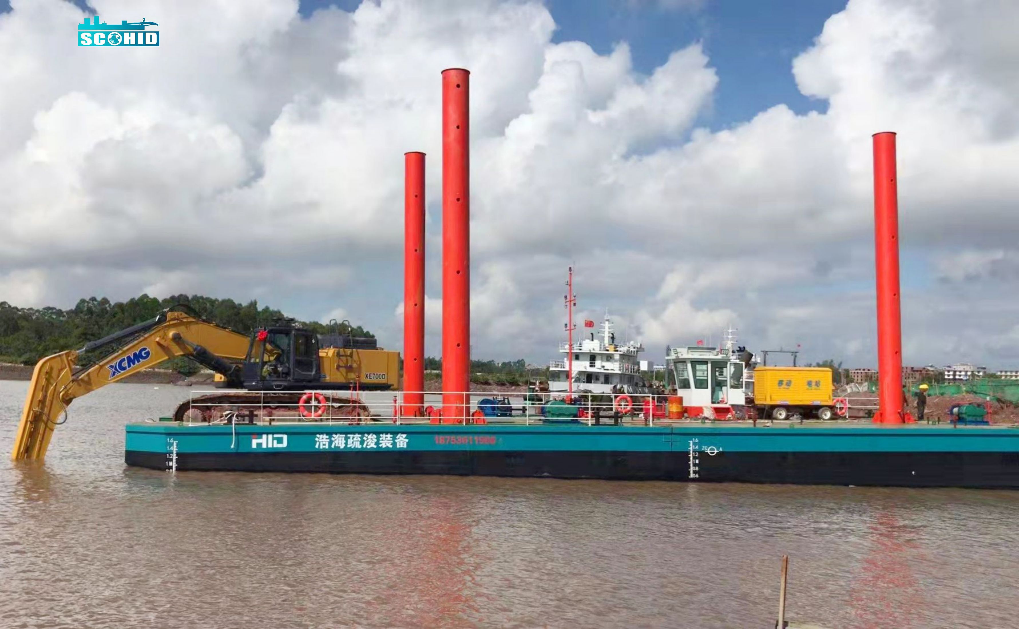 Haute efficacité et protection de l'environnement Équipement de transport d'excavatrice à bon prix/Barge pour l'extraction de sable de pelle rétro dans la rivière