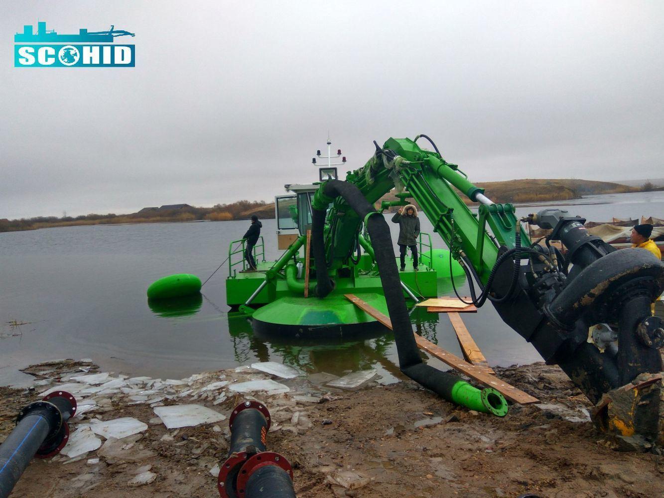 Drague amphibie avec une profondeur de dragage de 6,5, une distance de pompage de 1 500 m